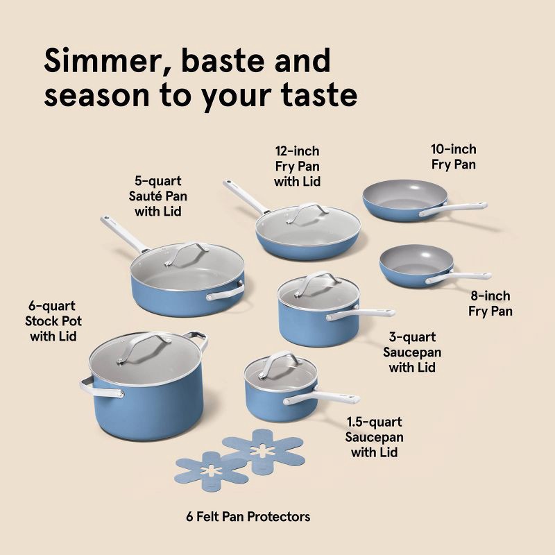 slide 9 of 9, 12pc Nonstick Ceramic Coated Aluminum Cookware Set Blue - Figmint™, 12 ct