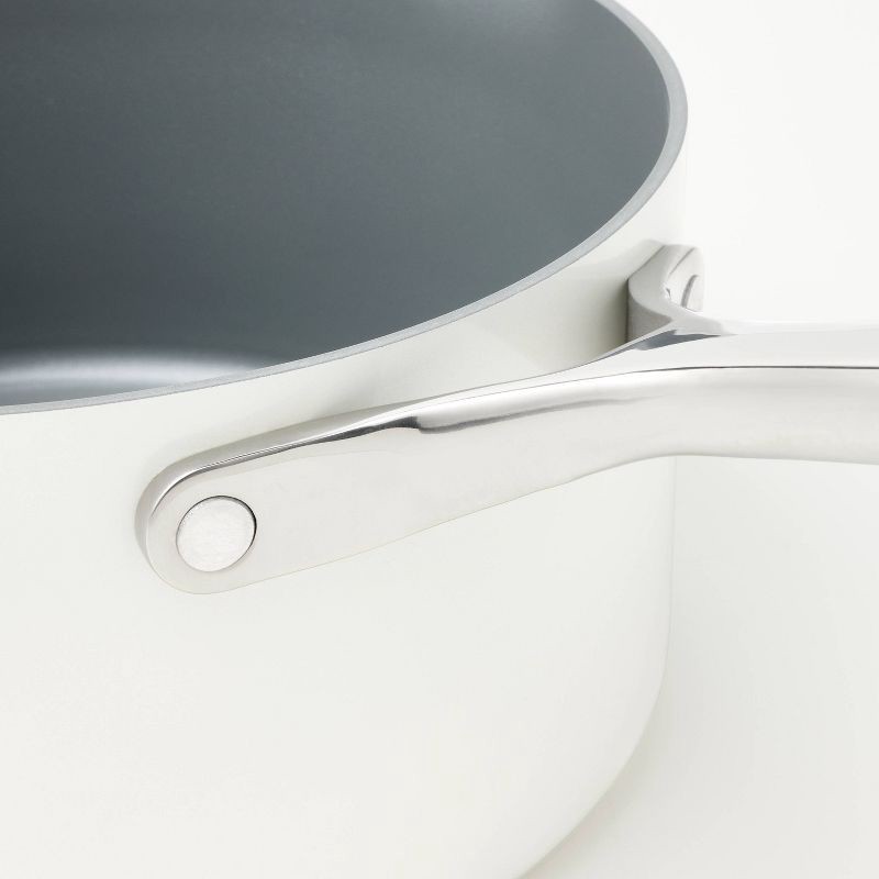 slide 3 of 8, 3qt Nonstick Ceramic Coated Aluminum Sauce Pan Cream - Figmint™, 3 qt