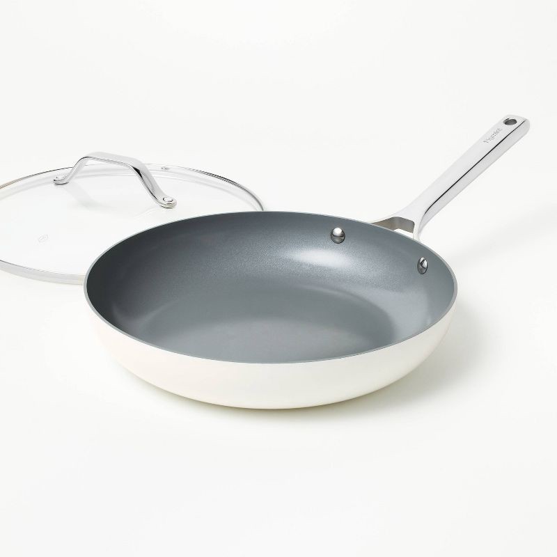 slide 3 of 6, 12" Nonstick Ceramic Coated Aluminum Frypan with Cover Cream - Figmint™, 1 ct