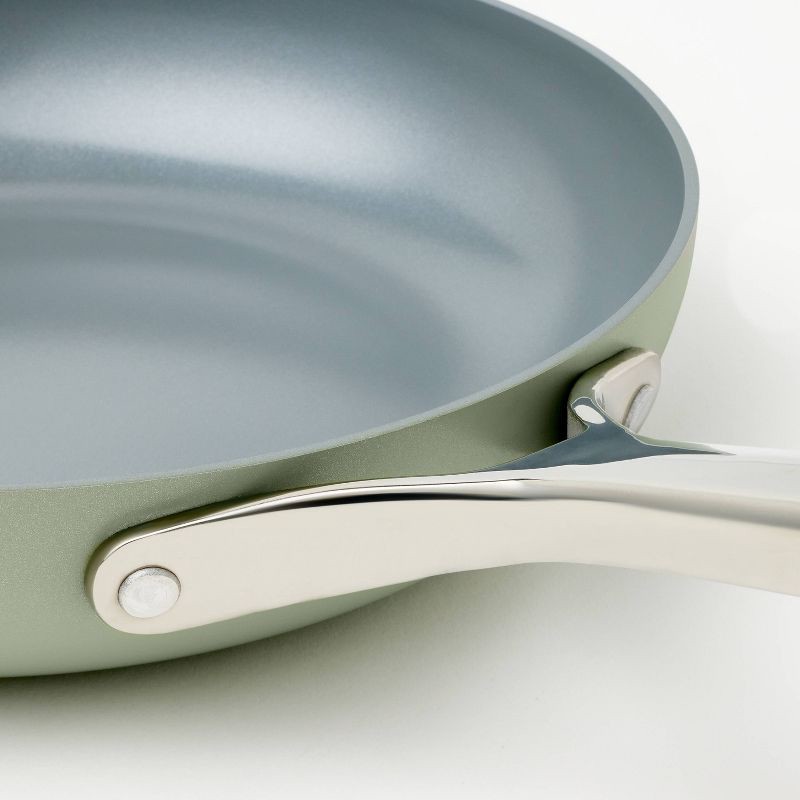 slide 5 of 7, 12pc Nonstick Ceramic Coated Aluminum Cookware Set Sage Green - Figmint™, 12 ct