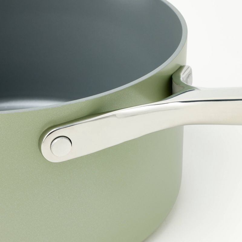 slide 4 of 6, 3qt Nonstick Ceramic Coated Aluminum Sauce Pan Sage Green - Figmint™, 3 qt