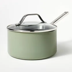 3qt Nonstick Ceramic Coated Aluminum Sauce Pan Sage Green - Figmint™
