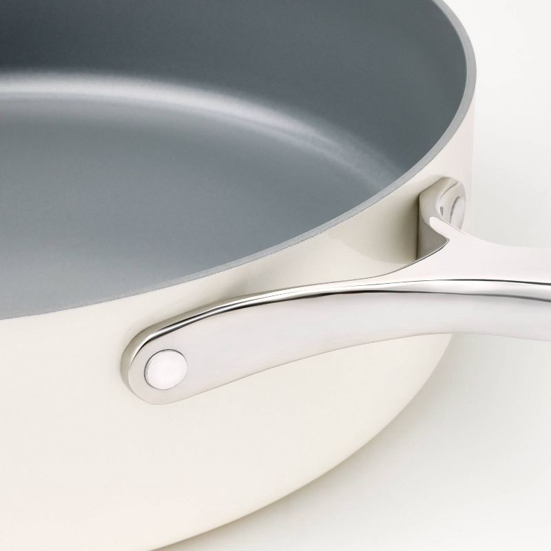 slide 4 of 9, 5qt Nonstick Ceramic Coated Aluminum Saute Pan Cream - Figmint™, 5 qt