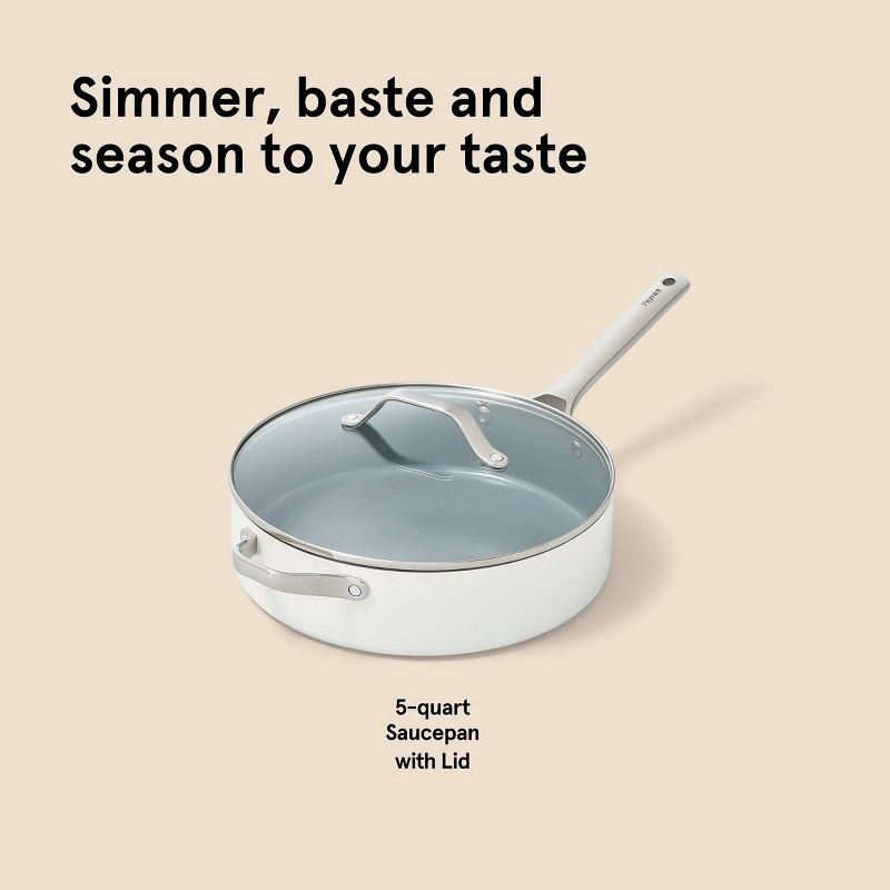 slide 9 of 9, 5qt Nonstick Ceramic Coated Aluminum Saute Pan Cream - Figmint™, 5 qt