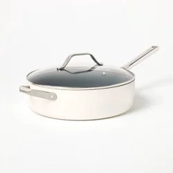 5qt Nonstick Ceramic Coated Aluminum Saute Pan Cream - Figmint™