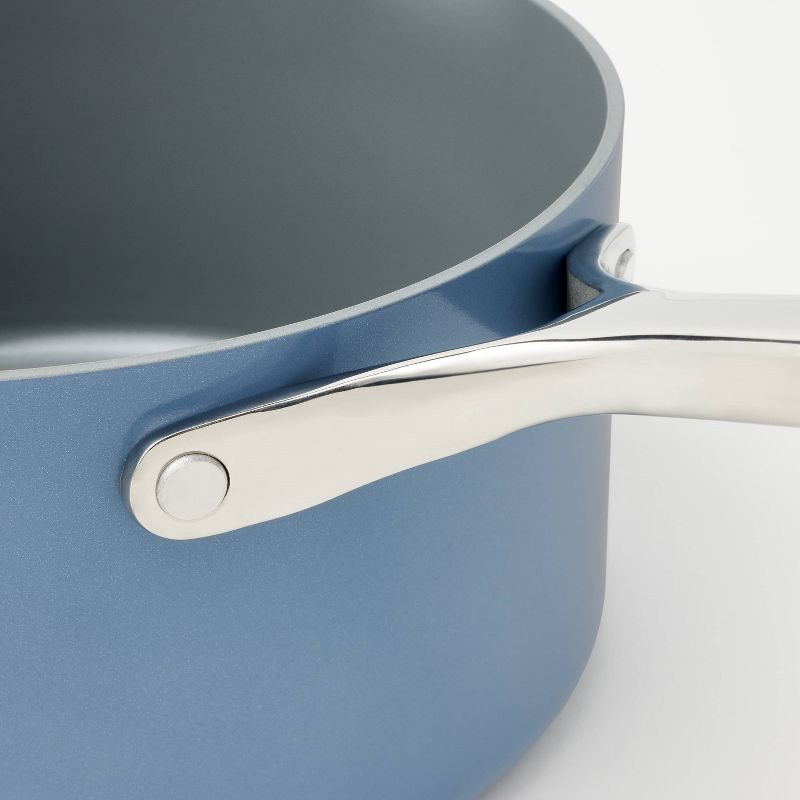 slide 4 of 8, 3qt Nonstick Ceramic Coated Aluminum Sauce Pan Blue - Figmint™, 3 qt