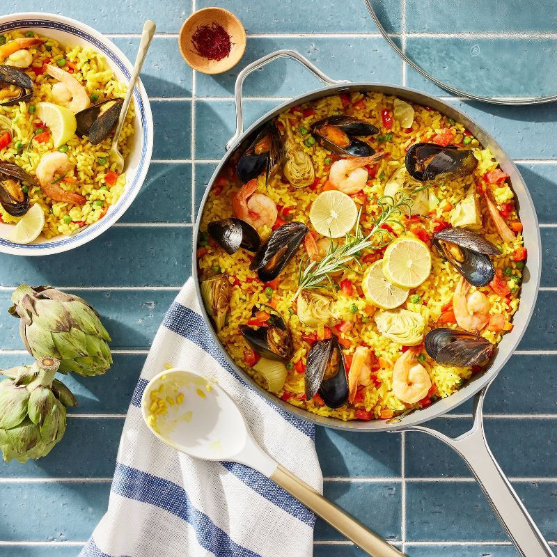 slide 2 of 8, 5qt Nonstick Ceramic Coated Aluminum Saute Pan Sage Green - Figmint™, 5 qt