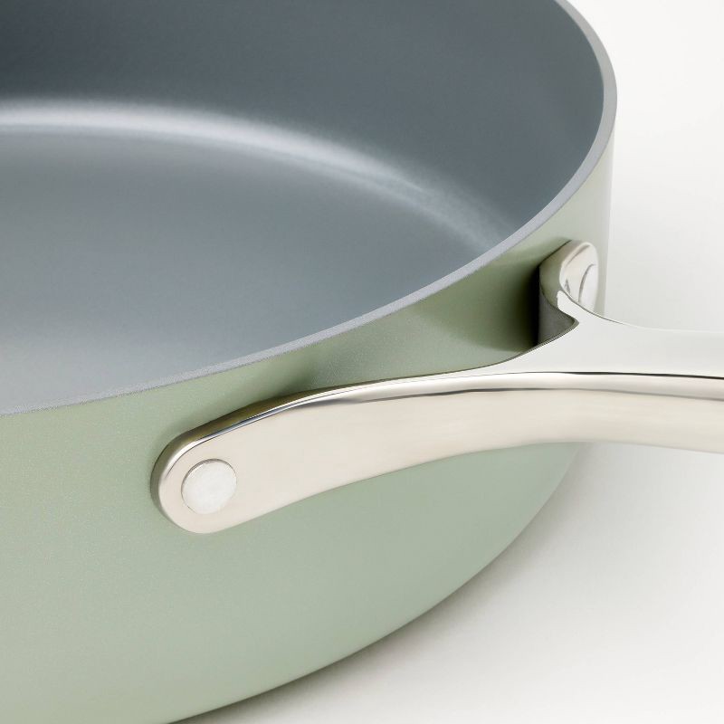 slide 4 of 8, 5qt Nonstick Ceramic Coated Aluminum Saute Pan Sage Green - Figmint™, 5 qt