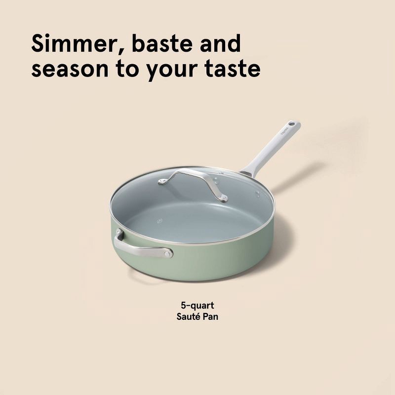 slide 8 of 8, 5qt Nonstick Ceramic Coated Aluminum Saute Pan Sage Green - Figmint™, 5 qt