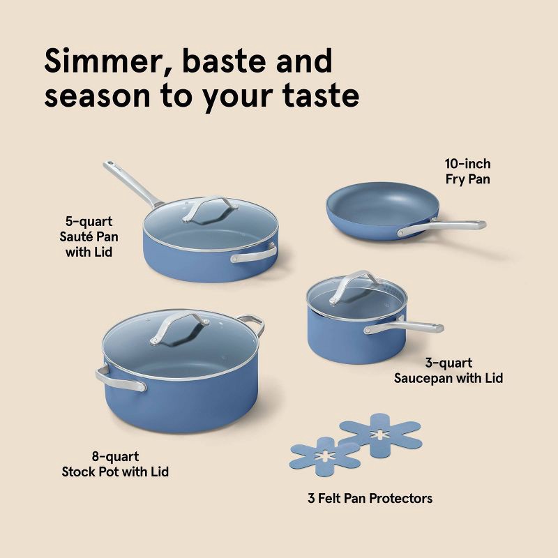slide 10 of 10, 7pc Nonstick Ceramic Coated Aluminum Cookware Set Blue - Figmint™, 7 ct