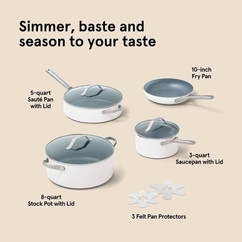 slide 10 of 10, 7pc Nonstick Ceramic Coated Aluminum Cookware Set Cream - Figmint™, 7 ct