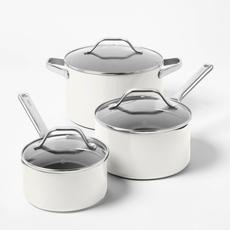 slide 3 of 9, 12pc Nonstick Ceramic Coated Aluminum Cookware Set Cream - Figmint™, 12 ct