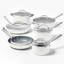 12pc Nonstick Ceramic Coated Aluminum Cookware Set Cream - Figmint™