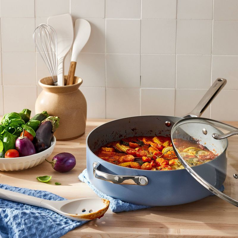 slide 2 of 8, 5qt Nonstick Ceramic Coated Aluminum Saute Pan Blue - Figmint™™, 5 qt