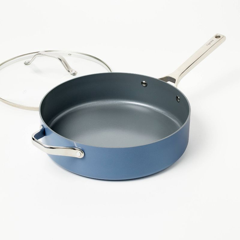 slide 3 of 8, 5qt Nonstick Ceramic Coated Aluminum Saute Pan Blue - Figmint™™, 5 qt