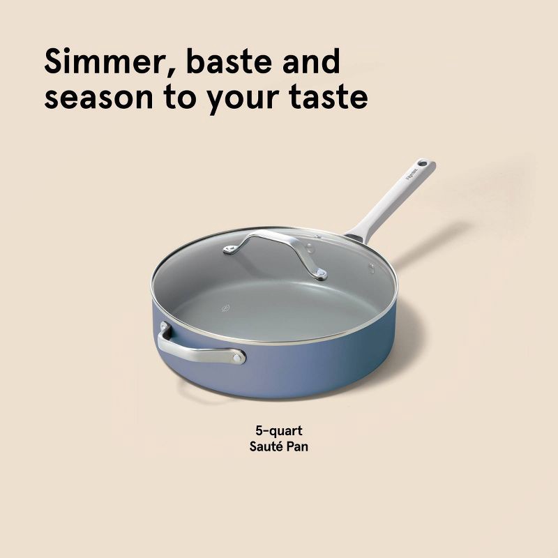 slide 8 of 8, 5qt Nonstick Ceramic Coated Aluminum Saute Pan Blue - Figmint™™, 5 qt