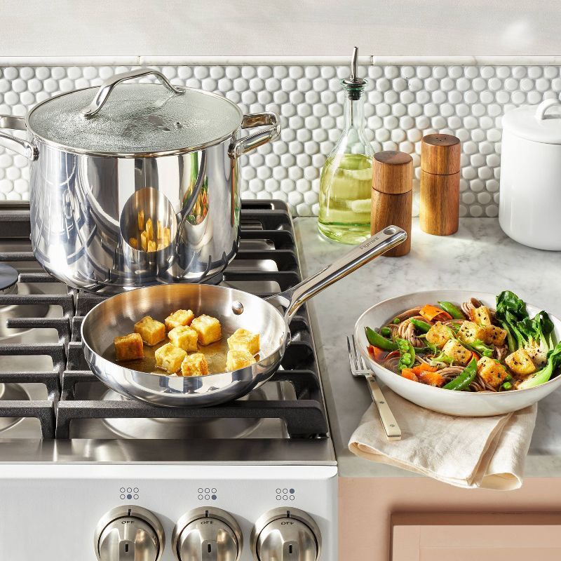 slide 2 of 7, 8" Stainless Steel Frypan Silver - Figmint™, 1 ct