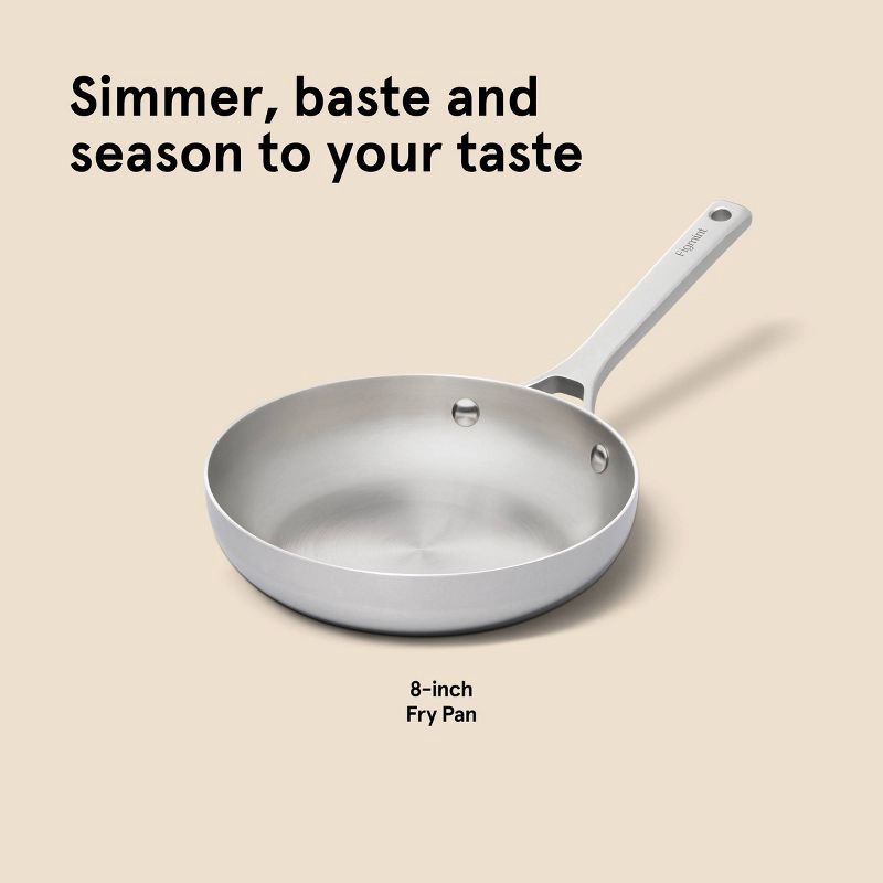 slide 7 of 7, 8" Stainless Steel Frypan Silver - Figmint™, 1 ct