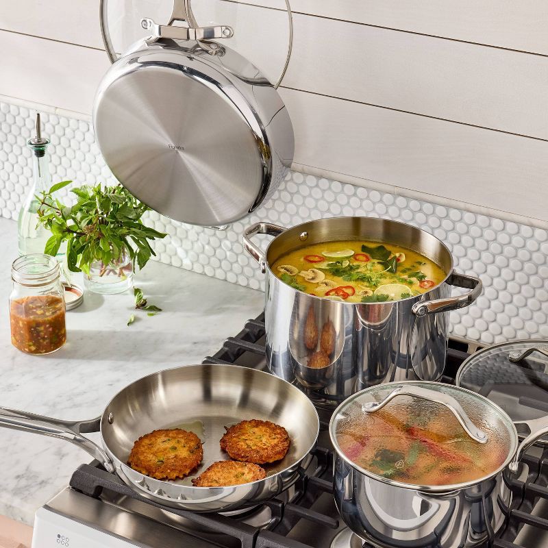 slide 2 of 9, 7pc Stainless Steel Cookware Set Silver - Figmint™, 7 ct