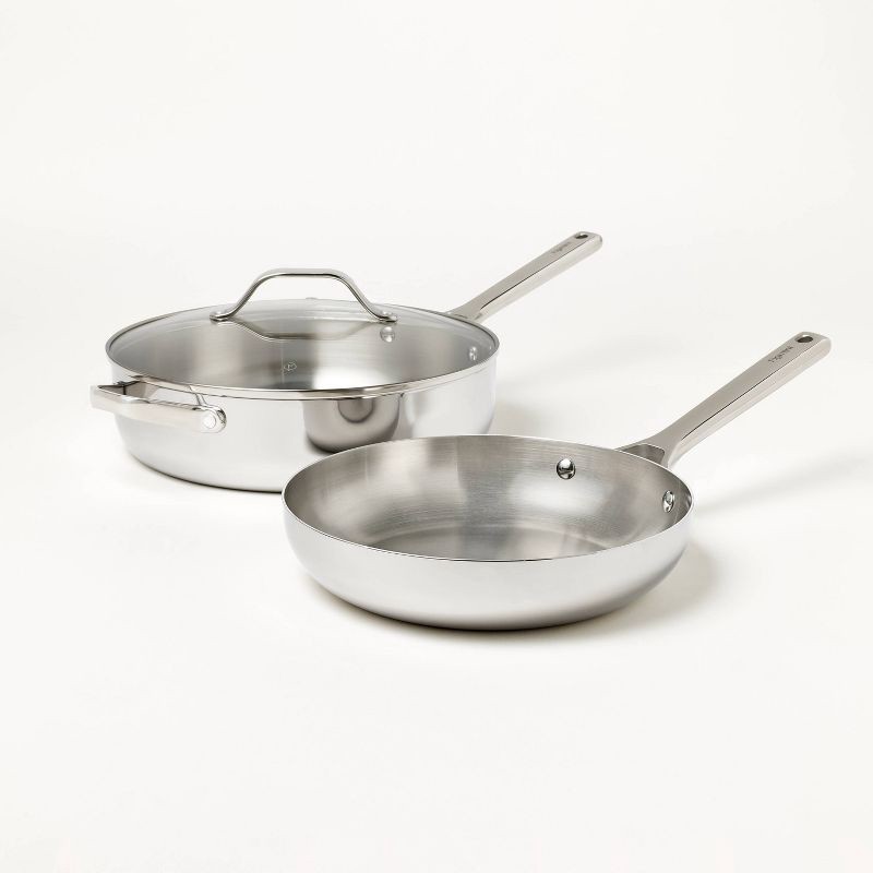 slide 3 of 9, 7pc Stainless Steel Cookware Set Silver - Figmint™, 7 ct