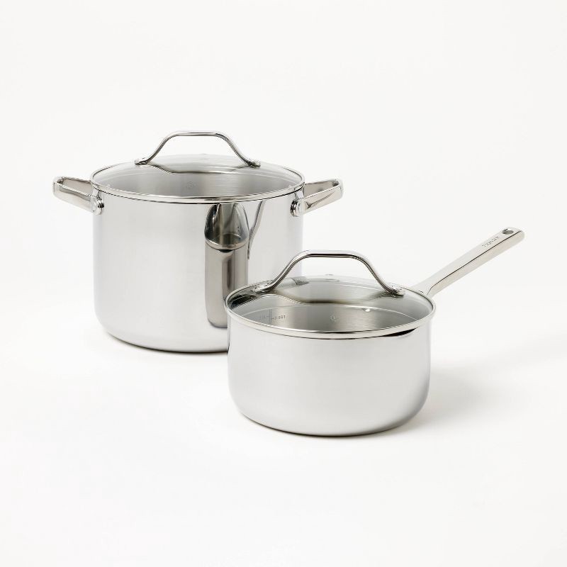 slide 4 of 9, 7pc Stainless Steel Cookware Set Silver - Figmint™, 7 ct