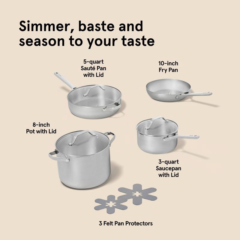 slide 9 of 9, 7pc Stainless Steel Cookware Set Silver - Figmint™, 7 ct