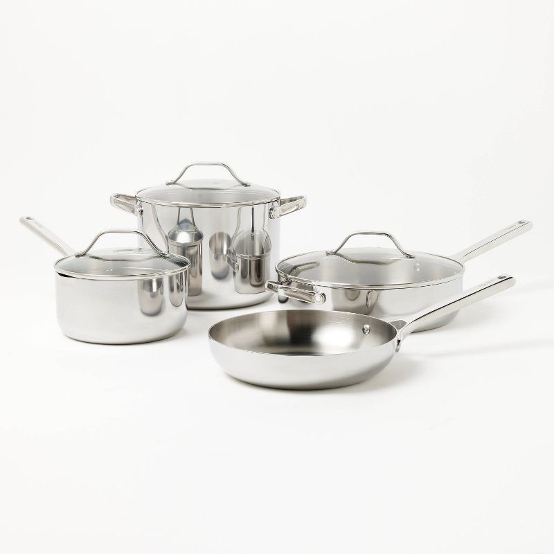 slide 1 of 9, 7pc Stainless Steel Cookware Set Silver - Figmint™, 7 ct