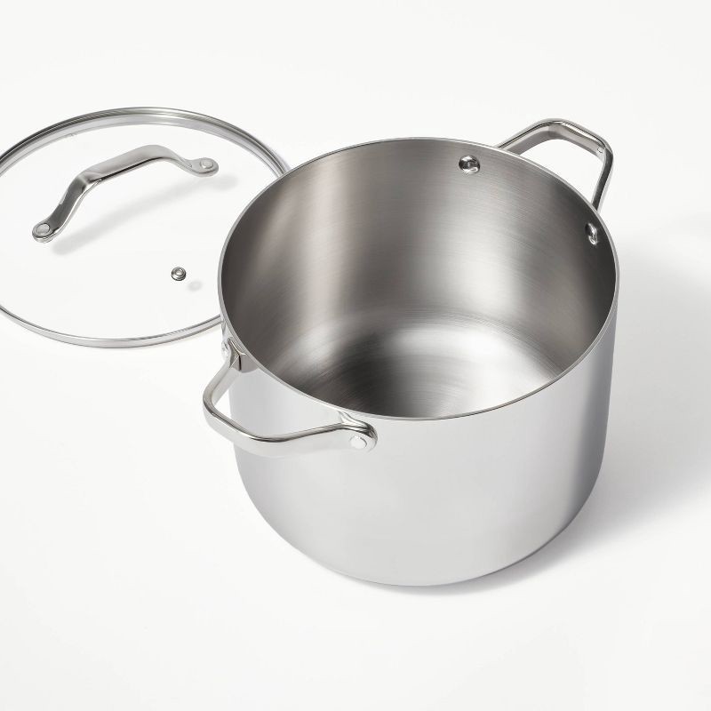 slide 3 of 6, 8qt Stainless Steel Tall Stock Pot Silver - Figmint™, 8 qt