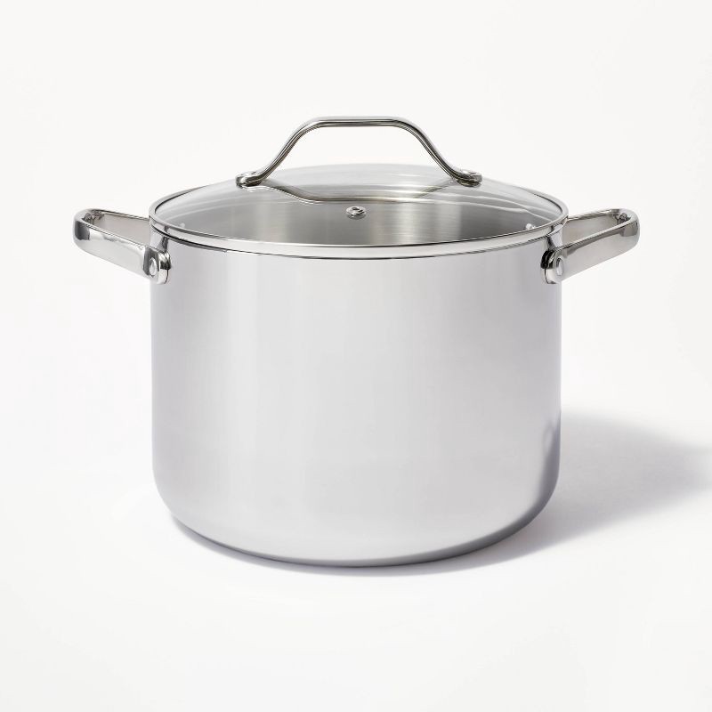 slide 1 of 6, 8qt Stainless Steel Tall Stock Pot Silver - Figmint™, 8 qt