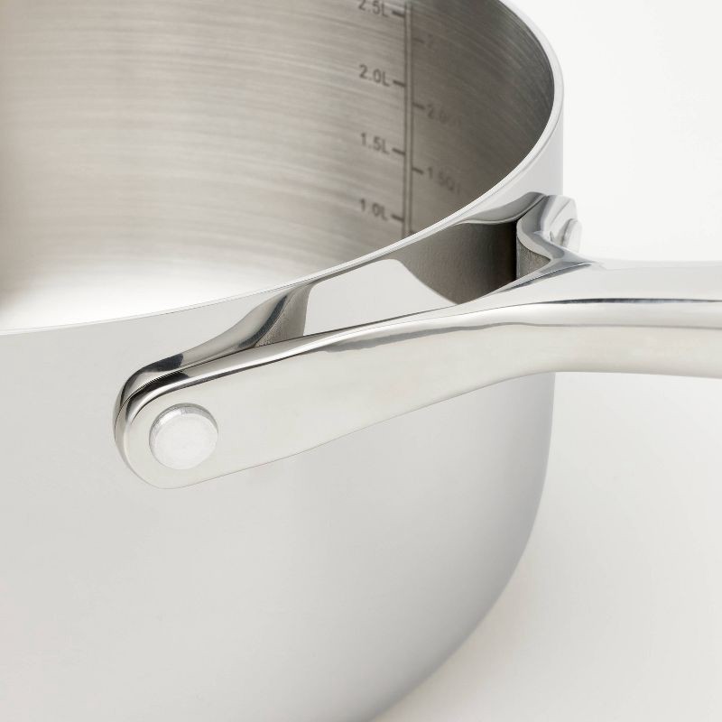 slide 4 of 8, 3qt Stainless Steel Sauce Pan with Lid Silver - Figmint™, 3 qt