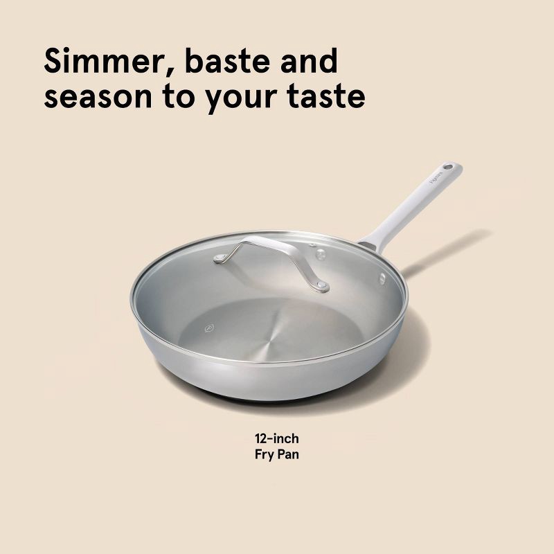slide 8 of 8, 12" Stainless Steel Frypan with Cover Silver - Figmint™, 1 ct