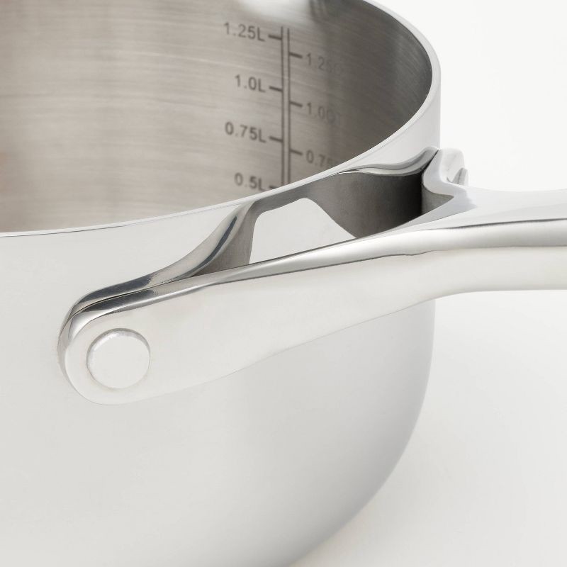 slide 4 of 8, 1.5qt Stainless Steel Sauce Pan with Straining Lid Silver - Figmint™, 1.5 qt
