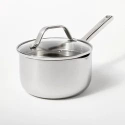 1.5qt Stainless Steel Sauce Pan with Straining Lid Silver - Figmint™