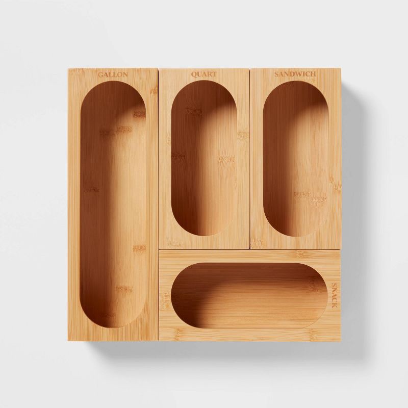 slide 3 of 3, Natural Plastic Food Storage Bag Organizer Yellow - Brightroom™: Freestanding Bag Holder, Kitchen Dispenser, 12.75"x12.75", 1 ct