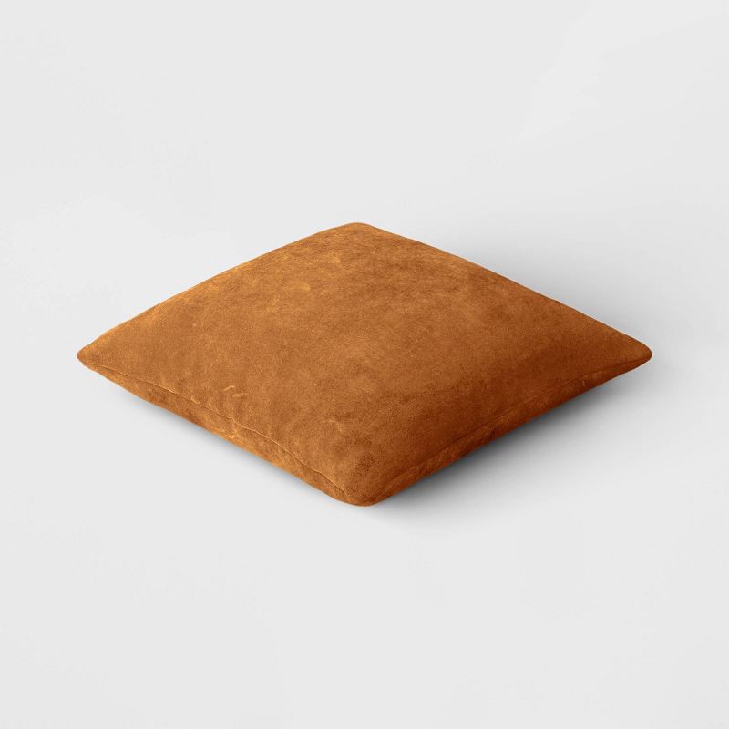 slide 3 of 4, Washed Cotton Velvet Square Throw Pillow Light Brown - Threshold™: Indoor Decorative Cushion, Modern Style, 1 ct