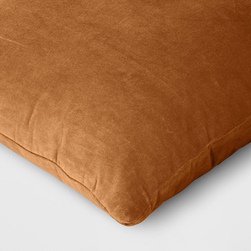 slide 4 of 4, Washed Cotton Velvet Square Throw Pillow Light Brown - Threshold™: Indoor Decorative Cushion, Modern Style, 1 ct