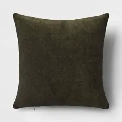 Washed Cotton Velvet Square Throw Pillow Green - Threshold™