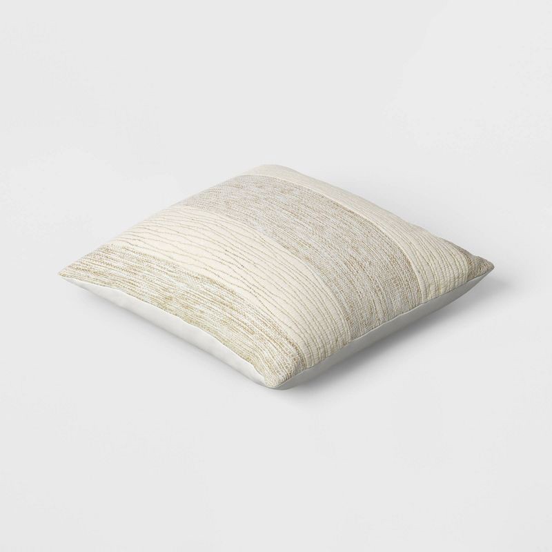 slide 3 of 4, Oversized Chunky Textured Cotton Blend Striped Square Throw Pillow Beige - Threshold™, 1 ct