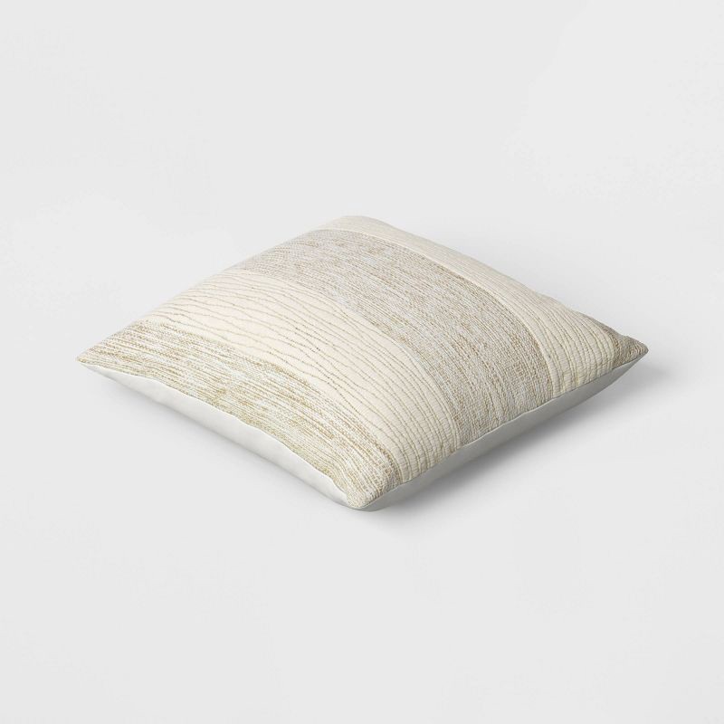 slide 3 of 4, Oversized Chunky Textured Cotton Blend Striped Square Throw Pillow Beige - Threshold™: Indoor Comfort Accent, Polyester Fill, 1 ct