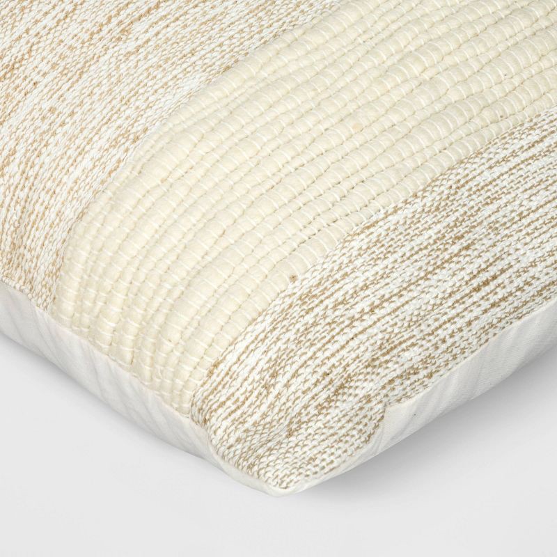 slide 4 of 4, Oversized Chunky Textured Cotton Blend Striped Square Throw Pillow Beige - Threshold™: Indoor Comfort Accent, Polyester Fill, 1 ct