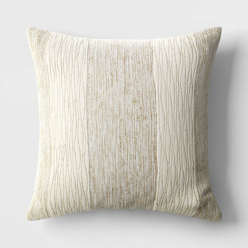 slide 1 of 4, Oversized Chunky Textured Cotton Blend Striped Square Throw Pillow Beige - Threshold™, 1 ct