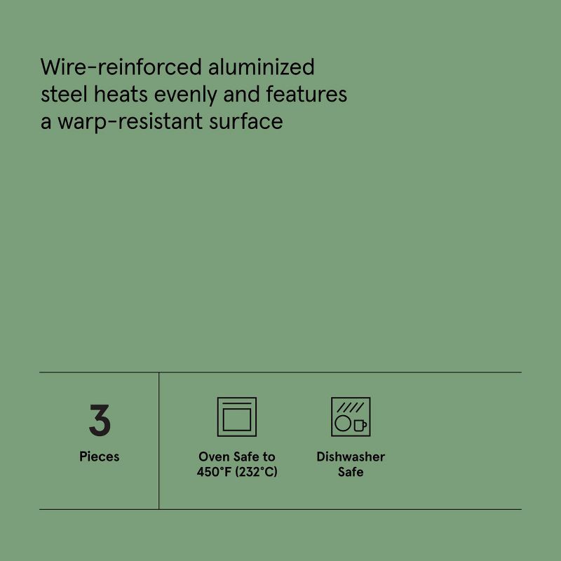 slide 5 of 5, 3pc Nonstick Baking Sheet Set Gray - Figmint™: Kitchen Bakeware, Includes 9x13" & 10x15" Cookie Sheets, Dishwasher-Safe, 3 ct