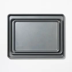 3pc Nonstick Baking Sheet Set Gray - Figmint™: Kitchen Bakeware, Includes 9x13" & 10x15" Cookie Sheets, Dishwasher-Safe
