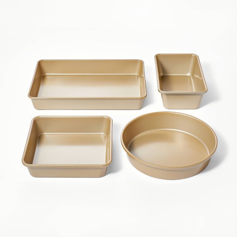 slide 3 of 7, 8pc Nonstick Bakeware Set Gold - Figmint™: Figmint Kitchen Baking Set, Includes Baking Pan & Cooling Rack, 8 ct