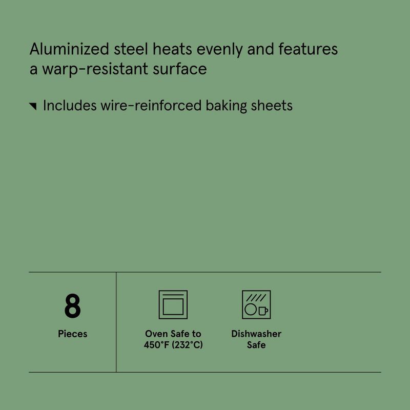 slide 6 of 7, 8pc Nonstick Bakeware Set Gold - Figmint™: Figmint Kitchen Baking Set, Includes Baking Pan & Cooling Rack, 8 ct