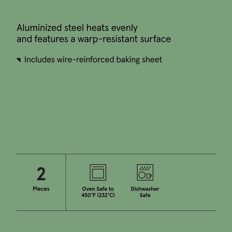 slide 5 of 5, 2pc Nonstick Baking Sheet and Cooling Rack Set Gray - Figmint™: Wire Rack, Oven Safe, Dishwasher Safe, Kitchen Bakeware, 2 ct
