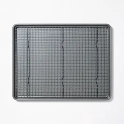 2pc Nonstick Baking Sheet and Cooling Rack Set Gray - Figmint™: Wire Rack, Oven Safe, Dishwasher Safe, Kitchen Bakeware