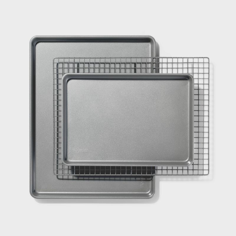 slide 3 of 8, 8pc Nonstick Bakeware Set Gray - Figmint™: Figmint Kitchen Baking Set, PTFE-Free, Oven & Dishwasher Safe, 450°F Limit, 8 ct