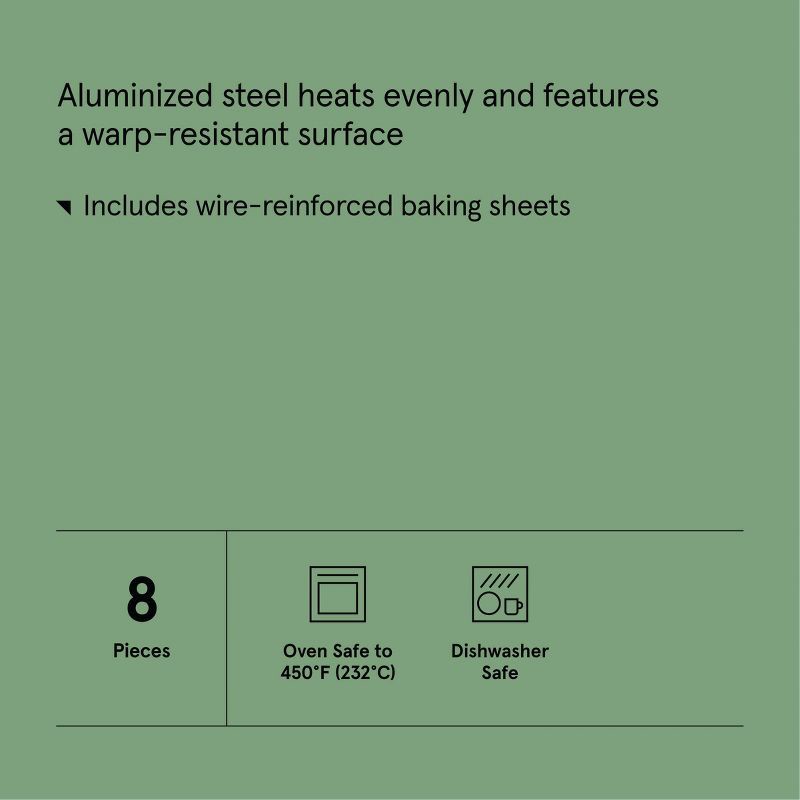 slide 7 of 8, 8pc Nonstick Bakeware Set Gray - Figmint™: Figmint Kitchen Baking Set, PTFE-Free, Oven & Dishwasher Safe, 450°F Limit, 8 ct