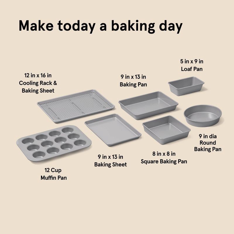 slide 8 of 8, 8pc Nonstick Bakeware Set Gray - Figmint™: Figmint Kitchen Baking Set, PTFE-Free, Oven & Dishwasher Safe, 450°F Limit, 8 ct